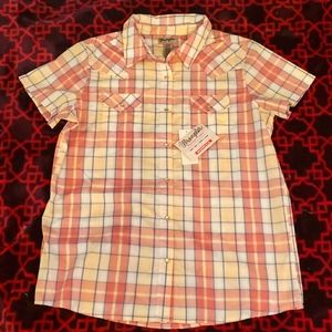 Wrangler womens pink plaid western rodeo shirt